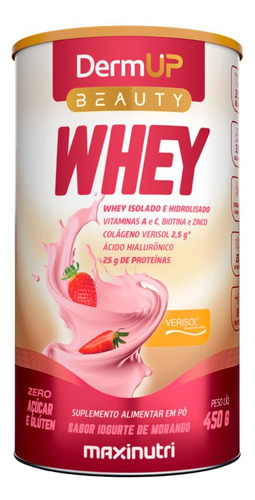 Dermup Beauty Whey 450g - Maxinutri Sabor Iogurte De Morango