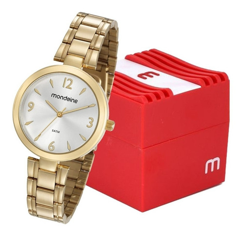 Relógio Mondaine Feminino Mulher Analógico Dourado Pulseira De Aço Fino Pequeno Luxo Com Caixa Garantia + Nota Fiscal