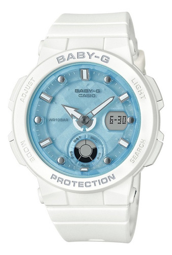 Reloj Baby-g Bga-250-7a1dr En Resina Mujer Color de la correa Blanco Color del fondo Azul