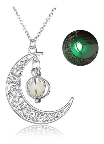 Collar Luna Cristal Brilla Oscuridad Fluorescente Mujer