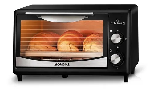 Forno de bancada elétrico Mondial Pratic Cook FR-09 6L preto/inox