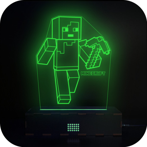 Lampara Led 3d Rgb Velador Acrilico Holograma Minecraft