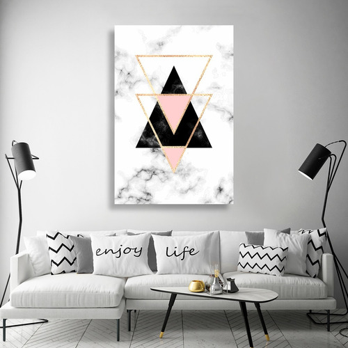 Cuadro Decorativo Canvas Triangulos Y Textura Marmol