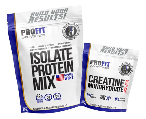 Combo Whey Protein Isolate Mix 900g + Creatina 300g - Profit Sabor Chocolate