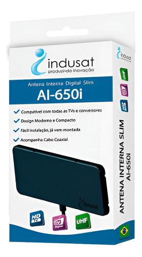 Antena Indusat Hdtv Digital Interna Slim Ai-650i Uhf 3 Em 1