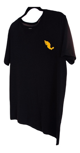 Imagen 2 de 6 de Playera Mapa De Mexico Negra Bordado Calidad Premium Slimfit