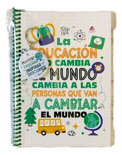 Cuaderno Dìa Del Maestro Con Llavero Pack X 30