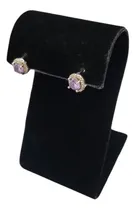 Comprar Argollas Pequeñas Mujer Zircón Lila Regalo Joya Plata 925