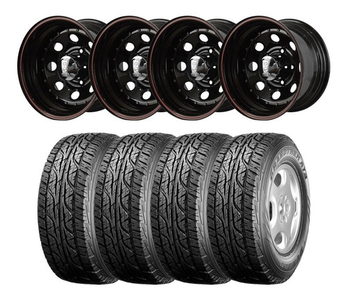 Kit 4 Llantas Rodado 16x7 + Dunlop Grandtrek At3 255 70 R16