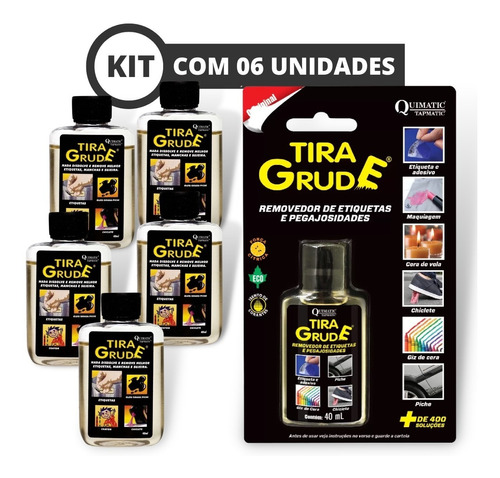 Tira Grude Removedor De Cola Adesivos 40ml Quimatic Kit C/06