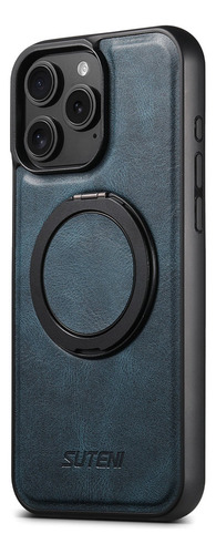Funda Clásica Retro De Piel Encerada Al Óleo Magsafe, Magnética Inalámbrica, Con Soporte Metálico Para iPhone 16, 15, 14, 13, 12 Series