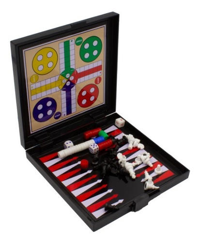Magnético 5 En 1: Ajedrez, Damas, Backgammon, Serpientes