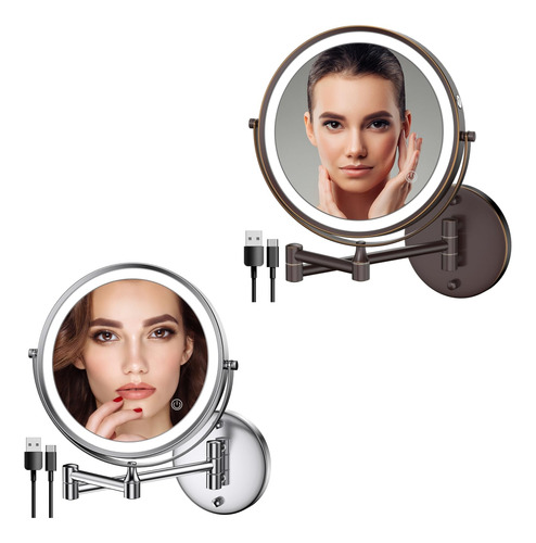 Espejo De Maquillaje Recargable Con Luz 3 Luces De Color Pan