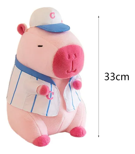 Yn Peluche De Capibara Realista Para Decorar 33cm Ropa Rosa