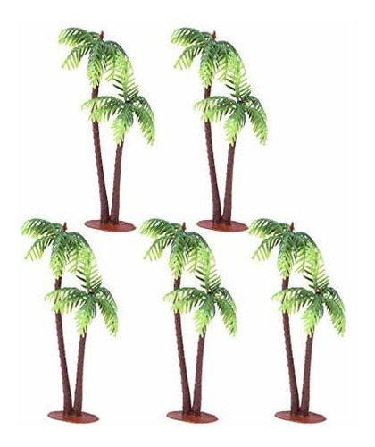 Tinksky 5pcs Plastico Palma De Coco Arbol Miniatura Maceta