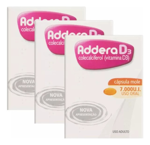 Vitamina D Addera D3 7000ui 4 Cápsulas Moles - Kit 3