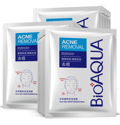 Mascarilla Facial Bioaqua Acne Removal Aclara Hidrata 5pzs