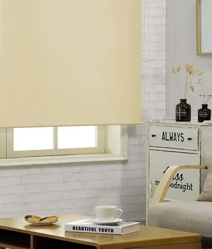 Cortina Roller Blackout Beige - Soportes Metálicos Color No Aplica