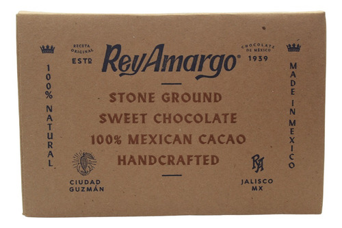 Chocolate Rey Amargo 42% Cacao Caja 40 Tabletas 110 G