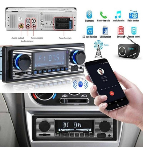 Reproductor Mp3 Radio Bt Vintage Estéreo Usb Para Auto