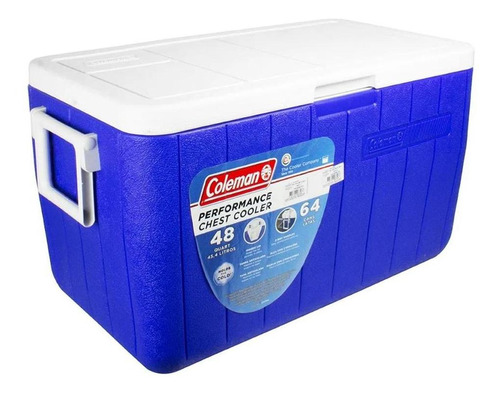 Caixa Térmica Cooler Coleman 48qt 45.4 Litros Com Alça Azul
