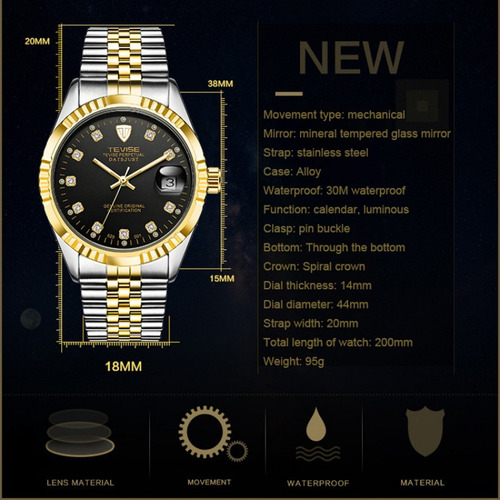 Reloj Analógico Mecánico Con Calendario Para Hombre Negoc