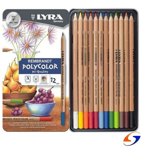 Lapices De Colores Lyra Polycolor X12 Lata Serviciopapelero