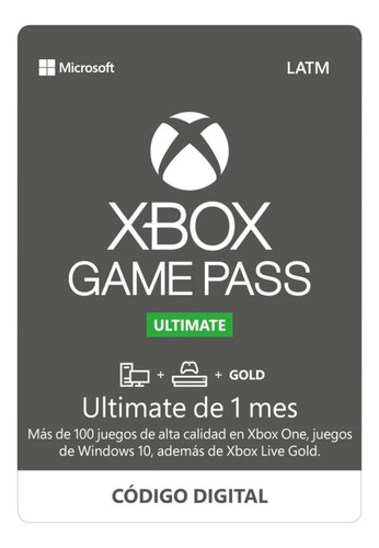 Tarjeta Xbox Game Pass Ultimate Microsoft Digital  1 mes