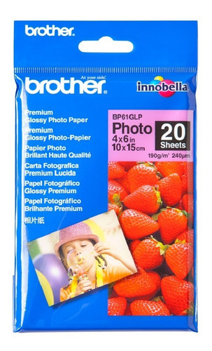 Kit 5 Piezas Papel Fotográfico Brother 4x6 Bp61glp Blanco Color Blanco / Glossy