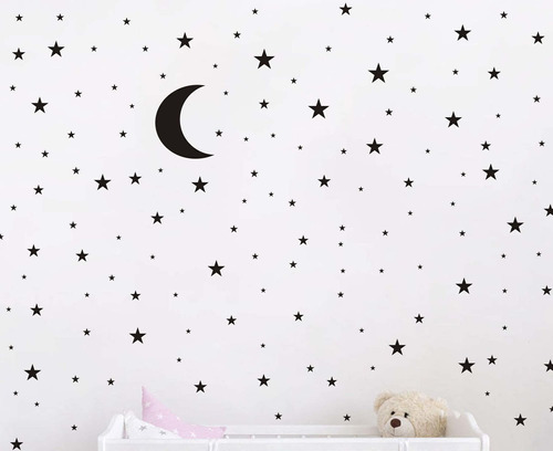 Vinilo Decorativo Pared [7c33419t] Luna Y Estrellas