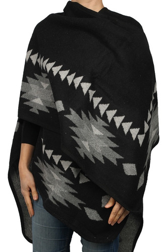 Imagen 1 de 3 de Ruana Poncho Mantón Mujer Étnico 2 Guarda Pampa Grueso
