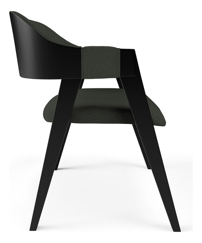 Cadeira Para Sala De Jantar Suran Preto Linho Verde Musgo