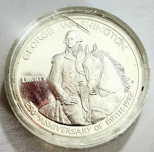 1982 Moneda Half Medio Dollar George Washington Plata 900 (Usado)