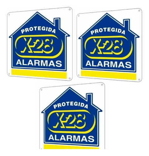 Pack X3 Cartel X28 Alarma Propiedad Protegida Pvc