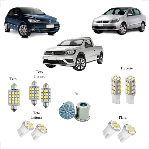 Kit Lâmpadas Interna Volkswagen Gol Saveiro Voyage G5 G6 G7