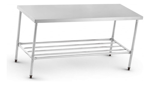 Mesa De Trabajo Inox Estante Y Patas En Hierro 140x70x90 Cms