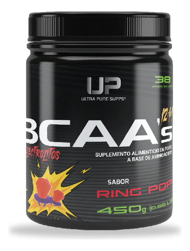 Ultra Pure Supps Bcaa 12:1:1 Electrolitos 450 G 37 Servs Sabor Raing Pop