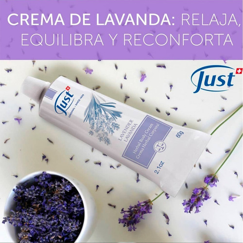 Imagen 6 de 6 de Crema De Lavanda 60grs Swiss Just Con Envío Gratis