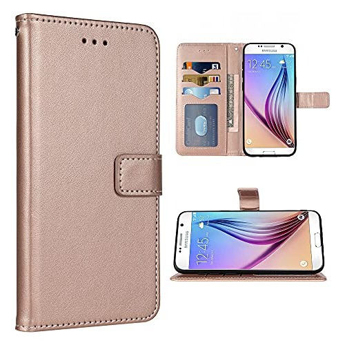 Funda Cartera Para Samsung Galaxy S6 Active Rosa Dorado