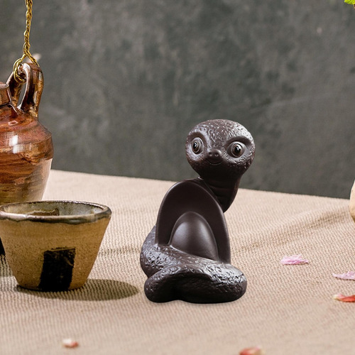 Estatua De Serpiente Tea Pet Bookshelf Housewarming Púrpura