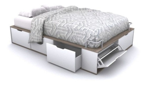 Imagen 3 de 5 de Cama Base Sommier Cajones Zapatero