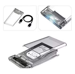 Case Sata A Usb 3.0 Externo Transparente Disco Duro 2.5 PuLG