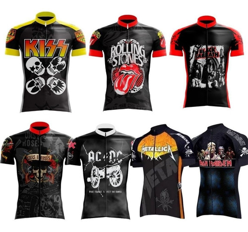 Camisa Ciclismo Banda De Rock Diversos Modelos Acdc Kiss Etc