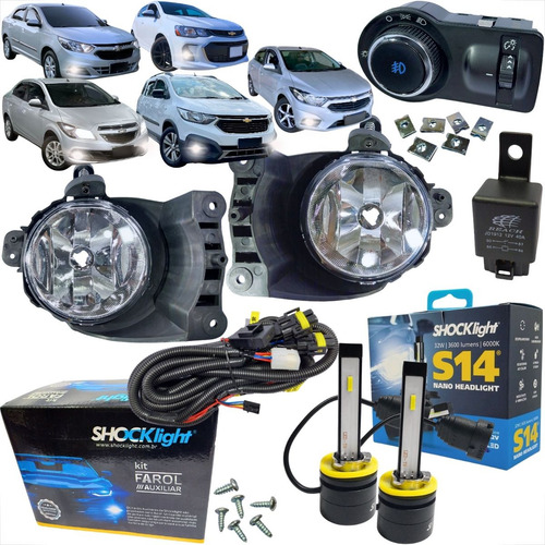 Kit Farol Milha Gm Cobalt Onix Sonic Spin Prisma + Led S14