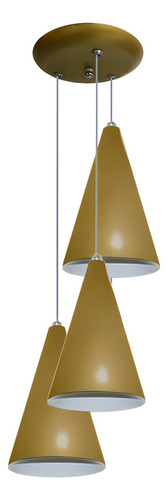 Lustre Pendente Cone Triplo - Mesa De Jantar Quarto Cozinha Cor Vermelho 110v/220v