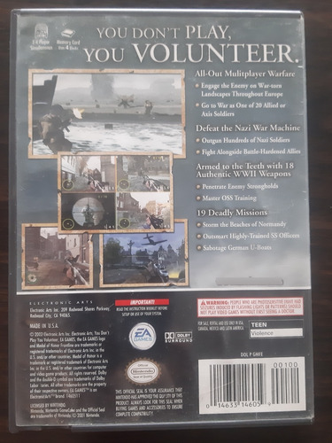 Medal Of Honor Frontline Videojuego Original Gamecube (Usado)