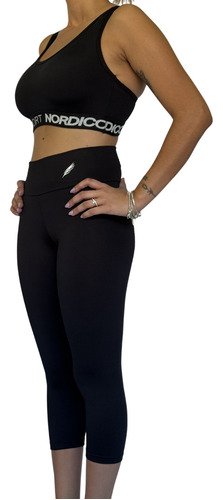 Conjunto Deportivo Capri Y Top Elastico Lycra Lisa Running