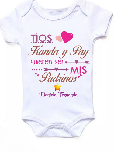 Mameluco Pañalero De Niña Padrinos De Bautizo Personalizable