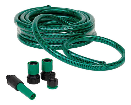 Manguera De Jardín 1/2 Diámetro Boquilla + Accesorios 15mts Color Verde