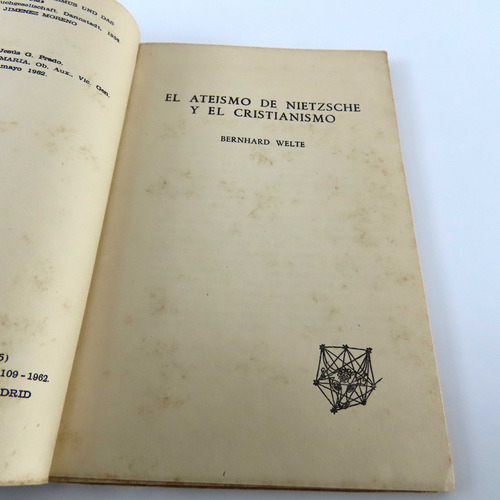 L2563 Welte -- El Ateismo De Nietzsche Y El Cristianismo (Usado)